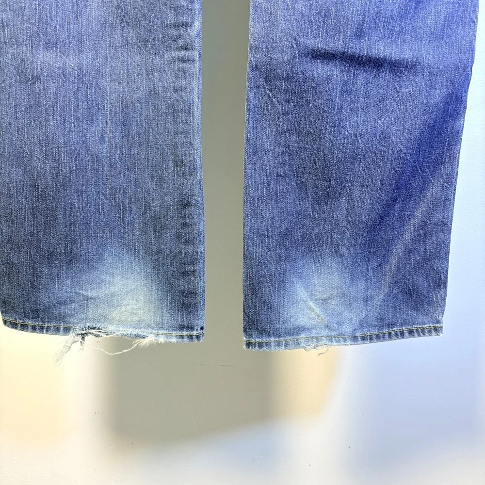 True Religion Mens Ricky Relaxed Straight Blue Jeans T Flap USA Sz 36 x 33